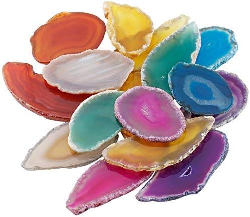 Shanxing Undrilled Assorted Agate Slices Geode Irregular Stone Healing Crystal for Wedding Place Cards Reiki Desk Decor, Set of 10, Each 1.8-3.1inch/45-80mm Long - ghostswithin