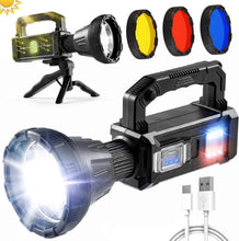 Load image into Gallery viewer, water). Utry Torches Led Super Bright Rechargeable, Long Range Searchlight, 100000 Lumens Led Super Bright Flashlight for Outdoor Emergencies, Camping, Fishing, Hunting and Other Versatile Lighting - ghostswithin