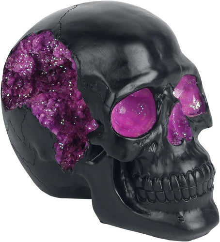 Nemesis Now Geode Skull Figurine 17cm, Resin, Black, Purple - ghostswithin