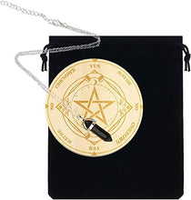 Load image into Gallery viewer, 3PCS Pendulum Board Dowsing Divination, Star Pendulum Board Wooden Divination Board Carven Board 1PC Crystal Dowsing Pendulum Necklace Witchcraft Supplies Metaphysical Message Board with Velvet Bag - ghostswithin