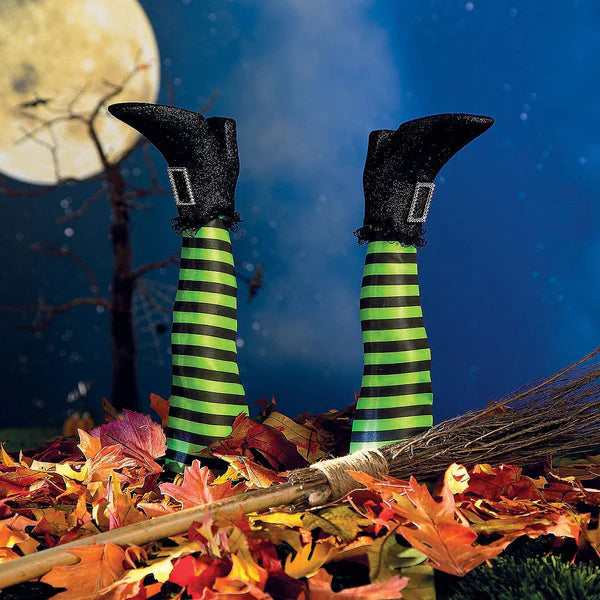 LARGE Fun Express Upside Down Witch Legs Yard Stake - Halloween Yard Decor