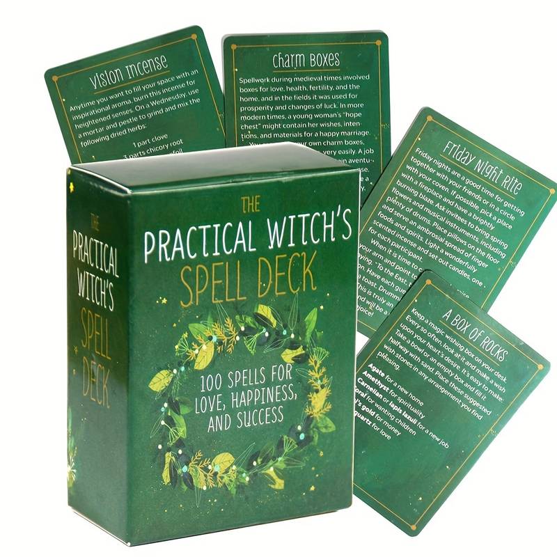 he Practical Witch Spell Deck Tarot Cards Laser Magic English Vision Board Games For Fate Divination Party Playing Oracle DecK