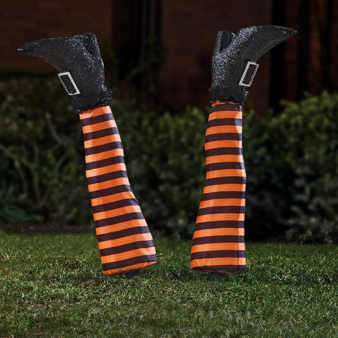 LARGE ORANGE Hallow Scream Witch Leg Stakes - ghostswithin