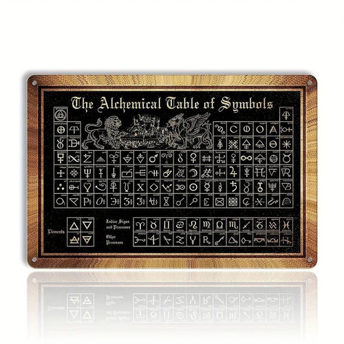 1pc 20.32x30.48 Cm The Alchemist Poster Alchemy Tin Sign The Alchemical Table Of Symbols Metal Sign Poster Gothic Witch Wall Decor Astrology Posters Pagan - ghostswithin