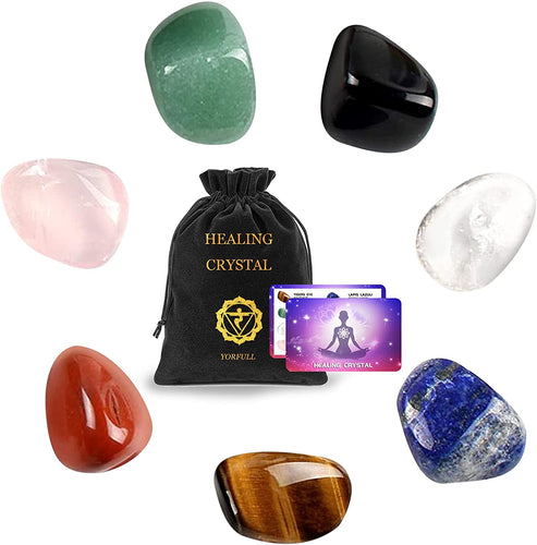 7Pcs Healing Crystals for Beginners Set,Natural Crystals and Gemstones Healing,Spiritual Gifts for Women,7 Chakra Crystal Set Meditation Accessories for Reiki Healing - ghostswithin