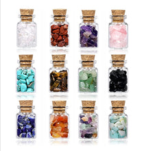 Load image into Gallery viewer, 12 Mini Crystals Stone Chip Bottles Healing Crystal Tumbled Gemstone Wishing Bottles Wicca Stones Set for Balancing Meditation
