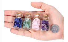 Load image into Gallery viewer, 12 Mini Crystals Stone Chip Bottles Healing Crystal Tumbled Gemstone Wishing Bottles Wicca Stones Set for Balancing Meditation
