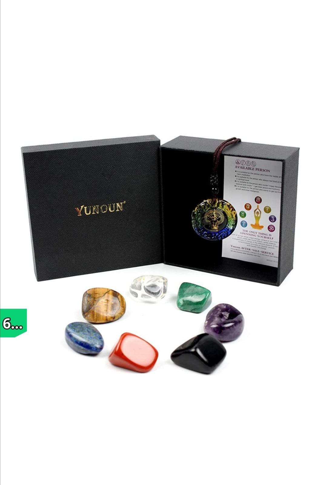 Yunoun Chakra Stones Healing Crystals，Crystal Therapy, Meditation, Reiki - 7 Chakra Set