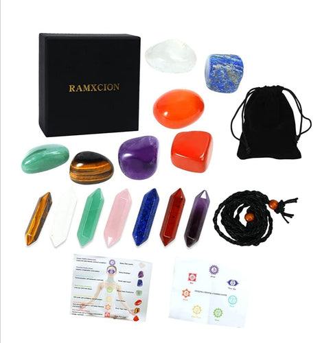Crystals and Healing Stones Chakra Crystal Set,14PCS Healing Crystals Meditation Amethyst Tigers Eye Rose & Clear Quartz Red Jasper Cristals - ghostswithin