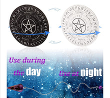 Load image into Gallery viewer, 5 Pieces Pendulum Board Dowsing Divination Set Include 4 Pieces Metaphysical Message Board Wooden Divination Board and 1 Pieces Crystal Amet
